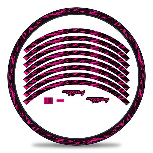 Finest Folia 16-teiliges Set Felgenrandaufkleber Sticker für Fahrrad Felgen im Future Design Komplett Set für 27" 29" für Rennrad Mountainbike MTB Laufrad RX026 (Neon Pink, Glanz) von Finest Folia