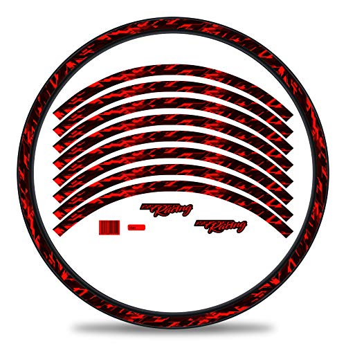 Finest Folia 16-teiliges Set Felgenrandaufkleber Sticker für Fahrrad Felgen im Future Design Komplett Set für 27" 29" für Rennrad Mountainbike MTB Laufrad RX027 (Neon Rot, Matt) von Finest Folia