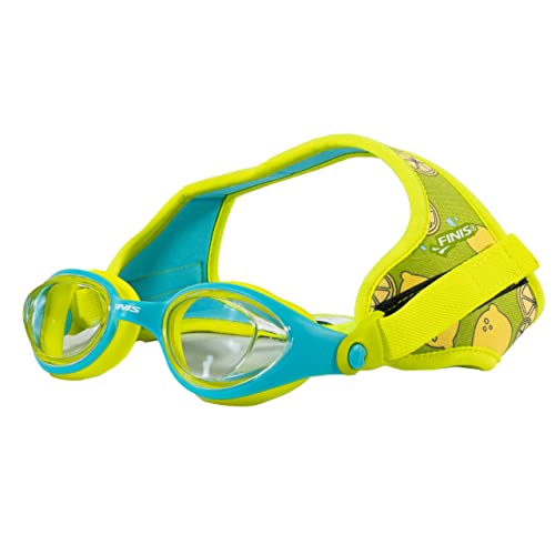 Finis DragonFly Schwimmbrille - Kinderschwimmbrille für 4-12 Jahre mit UV-Schutz, schwimmfähigem Neoprenband und langlebigen Gläsern - PVC- und Latex-frei - Lemon - Zitrone von Finis
