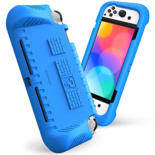 Fintie Hülle Kompatibel mit Nintendo Switch (OLED Modell) 2021 - Ultralight Stoßfeste Schutzhülle mit 2 Spielkarten-Halter, ergonomische Grip Design Griff Cover Case, Blau von Fintie