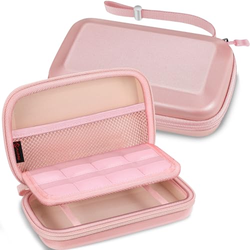 FINTIE Tasche für Nintendo 2/3 DS XL, Nintendo 3DS / LL Konsole - Tragetasche Aufbewahrungstasche Transporttasche mit Spielkartenhaltern und Haltegurt, Roségold von FINTIE