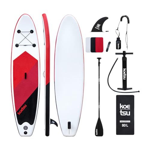 Fiorky Aufblasbares -Board mit Pump-Paddel-Balance-Board, PVC-Steh-Surfbrett for Wassersport im Freien (Rot Schwarz) von Fiorky