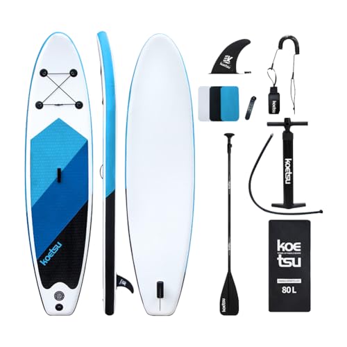Fiorky Aufblasbares -Board mit Pump-Paddel-Balance-Board, PVC-Steh-Surfbrett for Wassersport im Freien (blau schwarz) von Fiorky