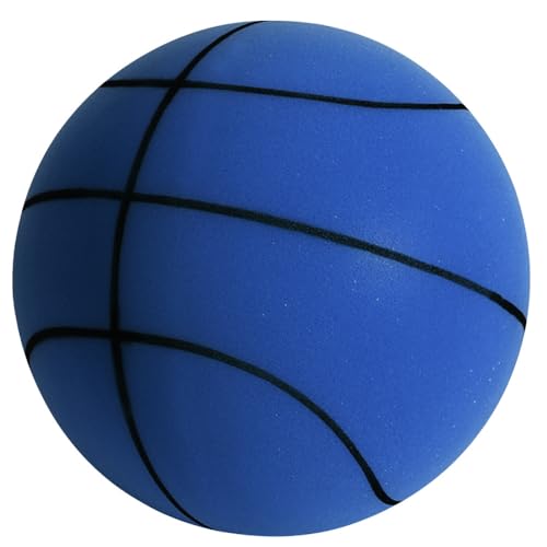 Fiorky Hüpfender Mute-Ball, hoch belastbar, Mute-Dribbling-Basketball, leicht, 3/5/7 for Verschiedene Indoor-Aktivitäten (dunkelblau, 24 cm) von Fiorky