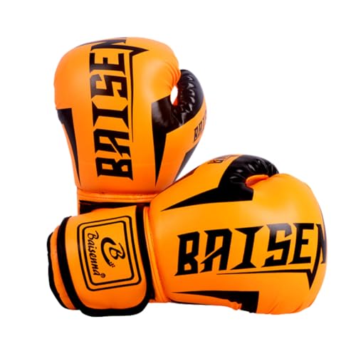 Fiorky PU-Kickbox-Schutzhandschuhe, reißfest, Training, Sparring-Handschuhe, atmungsaktiv, langlebig, Aufkleber for Sportbedarf (orange, Erwachsene) von Fiorky