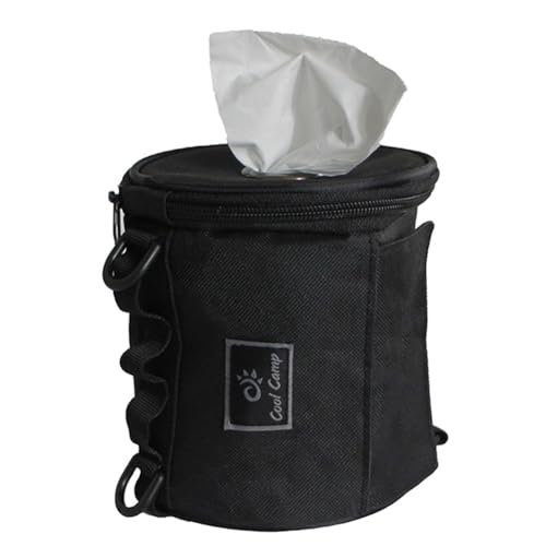 Fiorky Tragbare Outdoor-Camping-Taschentuchtasche mit Haken, zum Aufhängen, Serviettenhalter, Toilettenpapier-Aufbewahrungsbox for Picknick, Wandern, Camping (schwarz) von Fiorky
