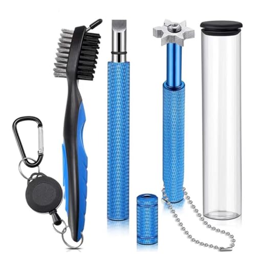 Fiorky Tragbares -Rillen-Reinigungswerkzeug, Zubehör, Reinigungswerkzeug, schlägerbürste und Rillenschärfer for U- und V-Rillen (blau) von Fiorky