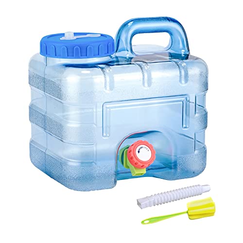 Tragbarer Behälter mit Wasserhahn-Kits Outdoor Wassereimer Camping Ausrüstung Fahren Wassertank mit Schlauch Reinigungsbürste für Camping, 7,5 l von Fiorky