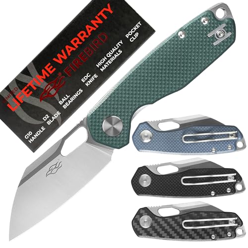 Firebird GANZO FH924-GB Taschen-Klappmesser D2-Stahlklinge 65mm G10 Anti-Rutsch-Griff mit Clip Camping Jagd Angeln Outdoor EDC-Messer 160 mm 84 g (Grün) von Firebird