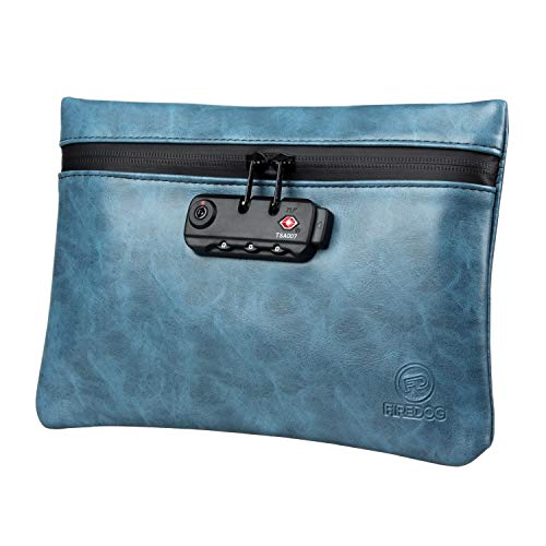 FIREDOG Geruchsdichte Taschen mit Zahlenschloss, 15,2 x 22,9 cm, geruchsdichter Beutel für Reisen, Aufbewahrung, blau, Modern von FIREDOG