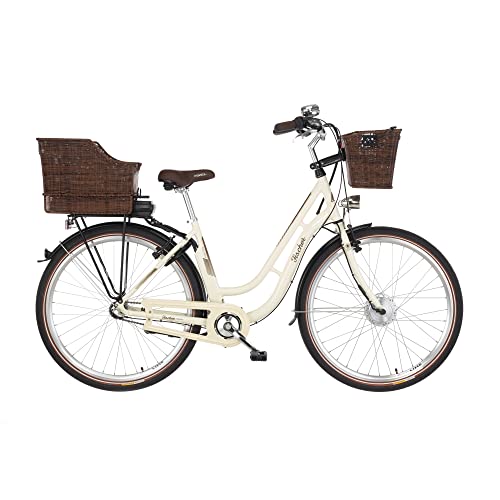 FISCHER E-Bike City, CITA ER1804 Elektrofahrrad für Damen, RH 48 cm, Frontmotor 32 Nm, 36 V Akku, elfenbein glänzend, 28 Zoll von Fischer