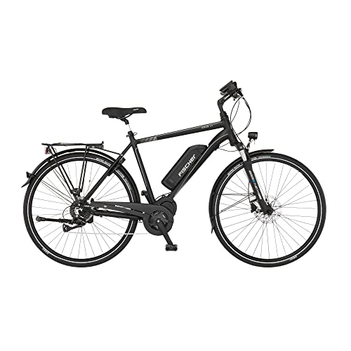 FISCHER E-Bike Trekking VIATOR 3.0 Elektrofahrrad für Damen und Herren, RH 55 cm, Mittelmotor 80 Nm, 48 V Akku, schwarz matt, 55cm-557Wh von Fischer