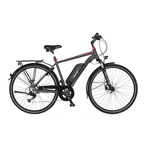 Fischer E-Bike Trekking, VIATOR 1.0 Elektrofahrrad für Herren, RH 50 cm, Hinterradmotor 45 Nm, 48 V Akku, dunkel anthrazit matt, 28 Zoll von Fischer