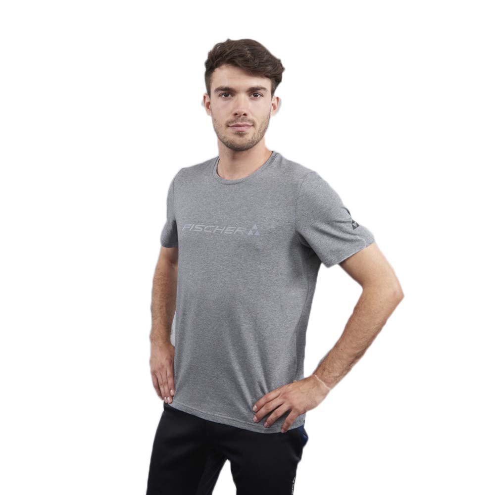 Fischer Big Logo Short Sleeve T-shirt Grau XS Mann von Fischer
