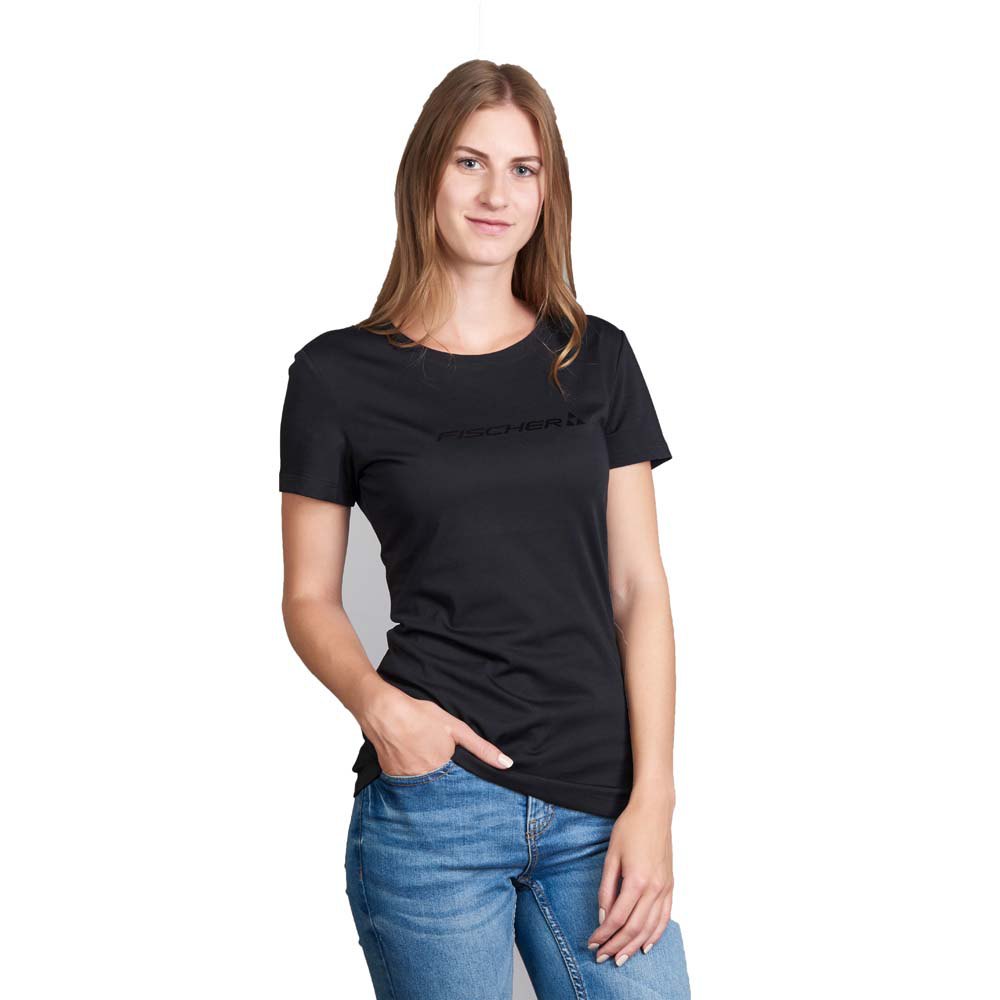 Fischer Big Logo Short Sleeve T-shirt Schwarz 40 Frau von Fischer