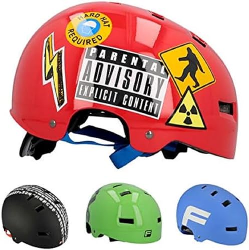 FISCHER BMX Fahrradhelm, Radhelm, Dirt Bike Helm Sticky, S/M, 54-58cm, rot, TÜV geprüft von Fischer