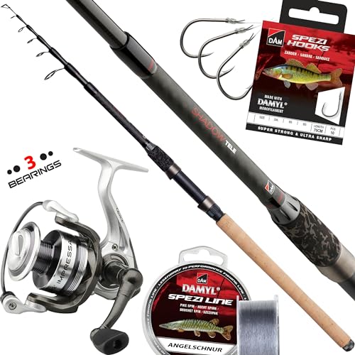 Fischzeux Angelset komplett Profi Tele - Shadow Allround Heavy, Raubfisch Set Hecht Zander (3,00 m) von Fischzeux