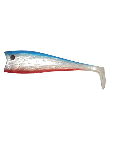 Heilbutt Shad Ersatzgummi Silber/Blau/Rot 18 cm von Fishing Adventure