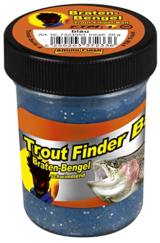 Fishing Tackle Max FTM TFT Trout Finder Bait Braten-Bengel Glitter Paste 50g Schwimmend Forellenteig Forellenpaste Teig Paste Forellenangeln (blau) von Fishing Tackle Max