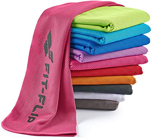 Fit-Flip Kühlendes Handtuch - als Cooling Towel und mikrofaser Kühltuch - kühlendes Sporthandtuch - Airflip Towel für Fitness und Sport - Ice Towel Kühlhandtuch (rosa, 100x30cm) von Fit-Flip