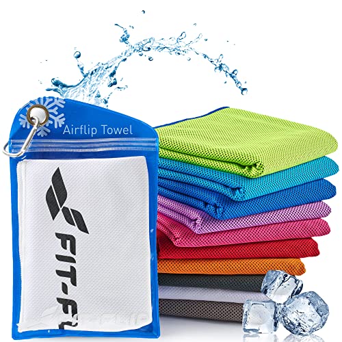 Fit-Flip Kühlendes Handtuch - als Cooling Towel und mikrofaser Kühltuch - kühlendes Sporthandtuch - Airflip Towel für Fitness und Sport - Ice Towel Kühlhandtuch (weiß, 100x30cm) von Fit-Flip