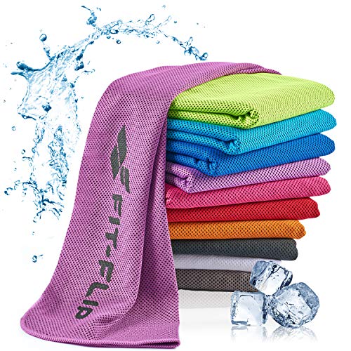 Fit-Flip Kühlendes Handtuch - als Cooling Towel und mikrofaser Kühltuch - kühlendes Sporthandtuch - Airflip Towel für Fitness und Sport - Ice Towel Kühlhandtuch (Violet, 100x30cm) von Fit-Flip