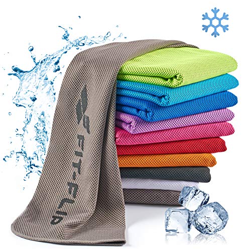 Fit-Flip Kühlendes Handtuch - als Cooling Towel und mikrofaser Kühltuch - kühlendes Sporthandtuch - Airflip Towel für Fitness und Sport - Ice Towel Kühlhandtuch (grau, 100x30cm) von Fit-Flip