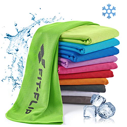 Fit-Flip Kühlendes Handtuch - als Cooling Towel und mikrofaser Kühltuch - kühlendes Sporthandtuch - Airflip Towel für Fitness und Sport - Ice Towel Kühlhandtuch (neon grün, 100x30cm) von Fit-Flip