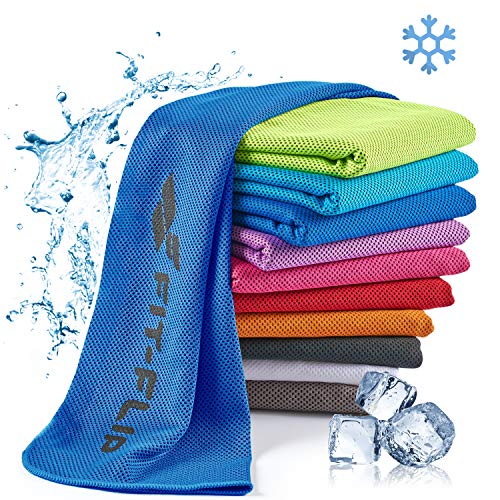 Fit-Flip Kühlendes Handtuch - als Cooling Towel und mikrofaser Kühltuch - kühlendes Sporthandtuch - Airflip Towel für Fitness und Sport - Ice Towel Kühlhandtuch (dunkel blau, 120x35cm) von Fit-Flip