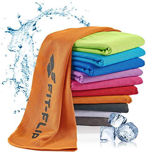Fit-Flip Kühlendes Handtuch - als Cooling Towel und mikrofaser Kühltuch - kühlendes Sporthandtuch - Airflip Towel für Fitness und Sport - Ice Towel Kühlhandtuch (orange, 120x35cm) von Fit-Flip