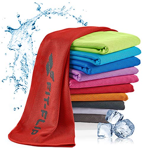 Fit-Flip Kühlendes Handtuch - als Cooling Towel und mikrofaser Kühltuch - kühlendes Sporthandtuch - Airflip Towel für Fitness und Sport - Ice Towel Kühlhandtuch (rot, 120x35cm) von Fit-Flip
