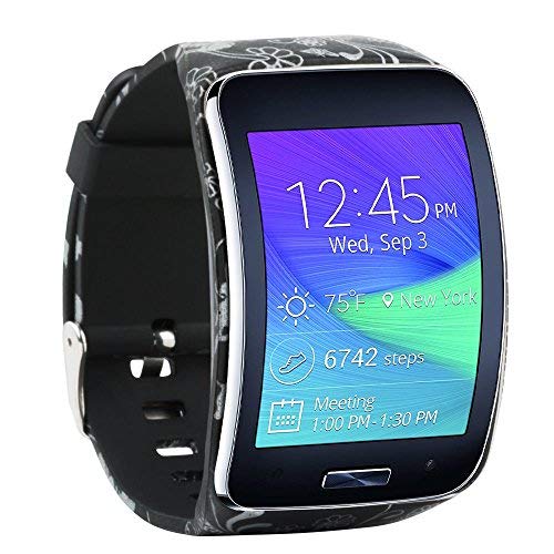 Fit-Power Ersatzarmband für Samsung Galaxy Gear S R750 Smart Watch, verstellbare Größe, kabellos, Smartwatch, Zubehör, Band, Gurt, mit sicherem Verschluss, Flower-A von Fit-power