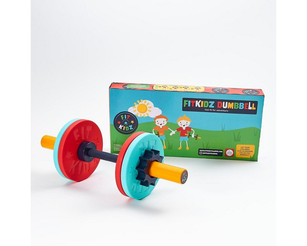 FitKidz Kurzhantel Kinder Kurzhantel Fitness Spielzeug Geschenkidee, (Set, mit Hantel, 4 Platten, 2 Sicherungsmuttern) von FitKidz