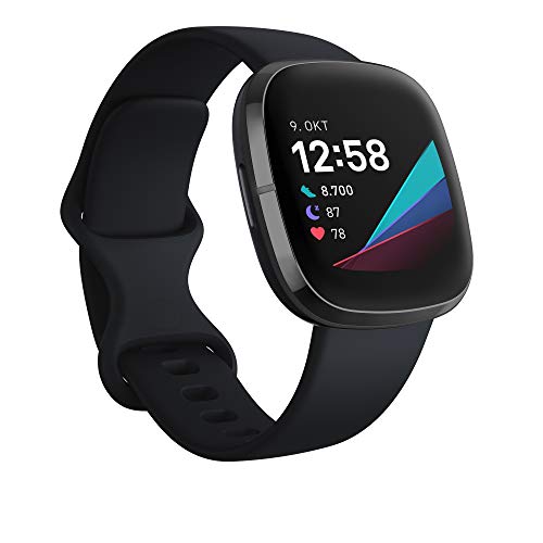 Fitbit Sense Advanced Smartwatch with Tools for Heart Health, Stress Management & Skin Temperature Trends, Carbon/Graphite Stainless Steel von Fitbit