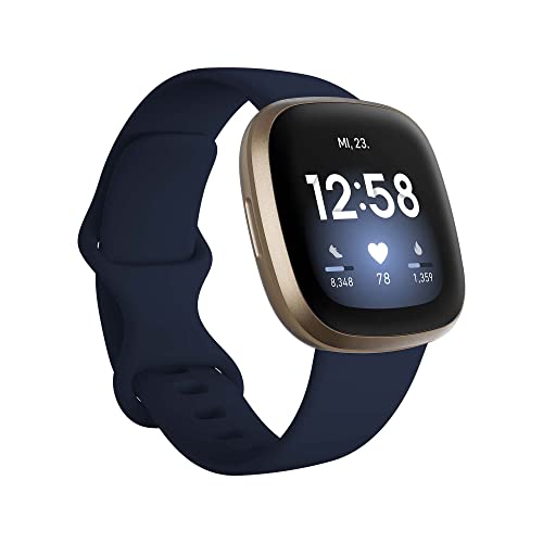 Fitbit Versa 3 Health & Fitness Smartwatch with 6-months Premium Membership Included, Built-in GPS, Daily Readiness Score and up to 6+ Days Battery, Midnight / Soft Gold von Fitbit