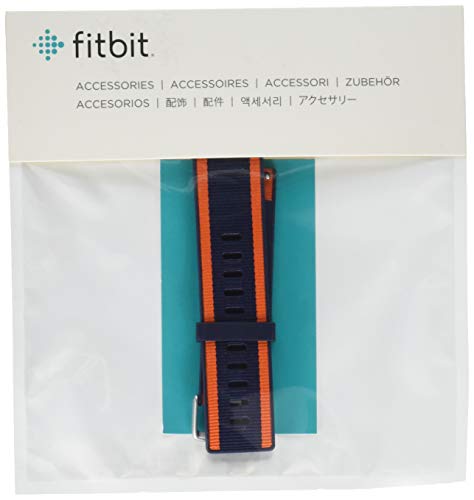 Fitbit Versa Lite Gewebe-Hybrid-Armbänder, Marineblau/Orange, K von Fitbit