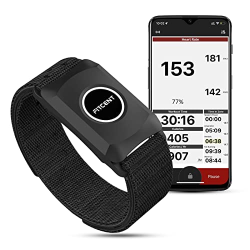 Fitcent Bluetooth Herzfrequenzmesser Armband, ANT+ Herzmonitor Armband, Optischer Herzfrequenzsensor Kompatibel mit Strava Peloton Garmin iFit Wahoo von Fitcent