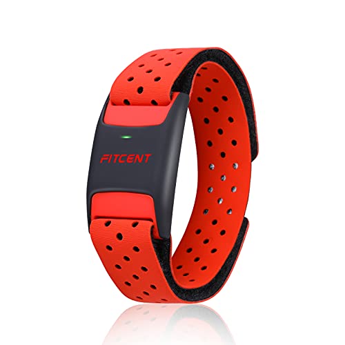 Fitcent Herzfrequenz Armband mit Bluetooth Ant+, Optischer Herzfrequenz Sensor, Wasserdicht IP67, kompatibel mit Wahoo, Strava, Peloton, Zwift, DDPYoga App (Rot2) von Fitcent