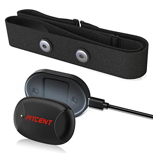 Fitcent Herzfrequenz-Sensor mit 5,3 kHz/Bluetooth und Ant+, Herzfrequenzmesser mit Kalorienüberwachung und Speicher für Radfahren, Laufen, Fitness (Schwarz) von Fitcent