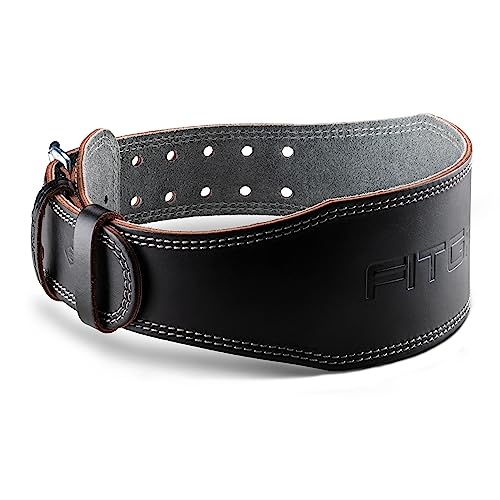 Fitgriff® Klassischer Gewichthebergürtel - 100% Leder - für Damen und Herren - Gürtel für Bodybuilding, Krafttraining, Gewichtheben - Classic Leather Weightlifting Belt (Black (4 inch), S) von Fitgriff