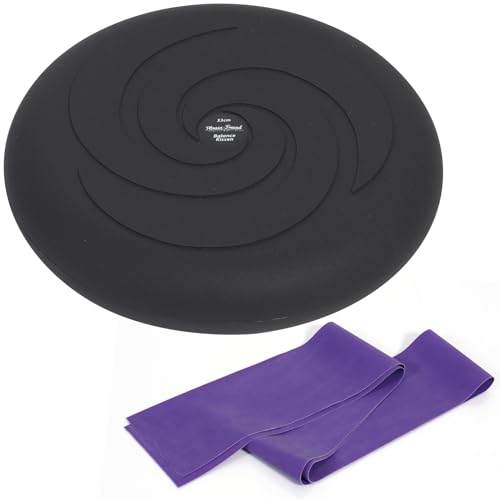 Fitness-Freund Kombi-Set Balancekissen 33 cm schwarz und Fitnessband lila/stark (120 x 15 cm) von Fitness-Freund