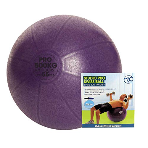 Fitness Mad Studio Pro Fitnessball mit Pumpe (75 cm, hält bis zu 500 kg) violett von Fitness Mad
