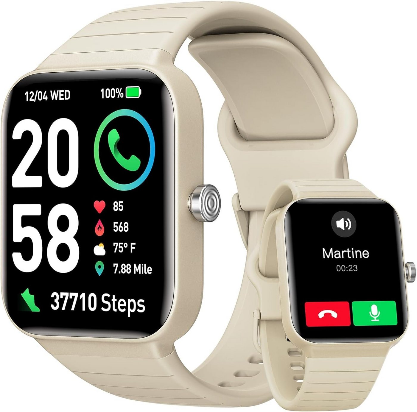 Fitpolo Smartwatch (1,8 Zoll, Android, iOS), mit Telefonfunktion Alexa Integriert, Fitnessuhr & IP68, Schrittzähler von Fitpolo