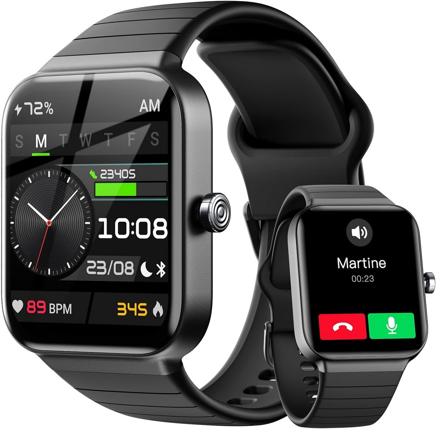 Fitpolo Smartwatch (1,8 Zoll, Android iOS), Telefonfunktion - Fitnessuhr 100+ Sportmodi IP68 Schrittzähler Uhr von Fitpolo