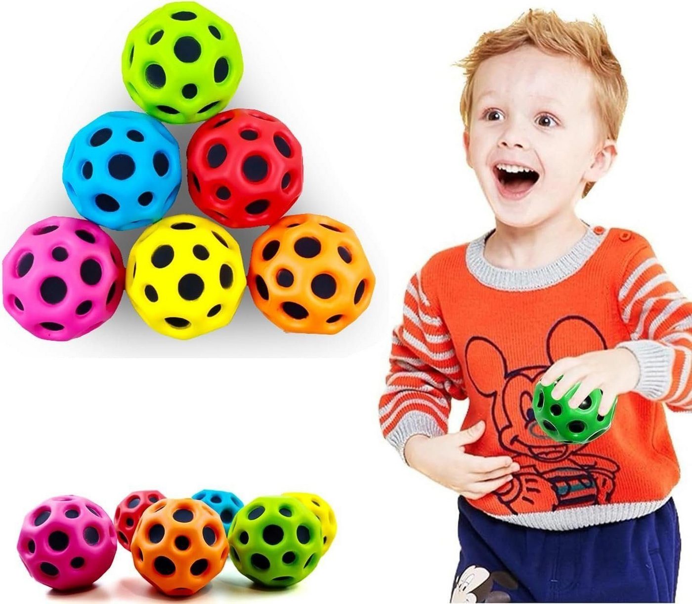 Fivejoy Lernspielzeug 6PCS Super Bouncy Balls Unterhaltung Stressabbau Spielzeug Bälle (Hochelastischer springender Gummiball Space Ball) von Fivejoy