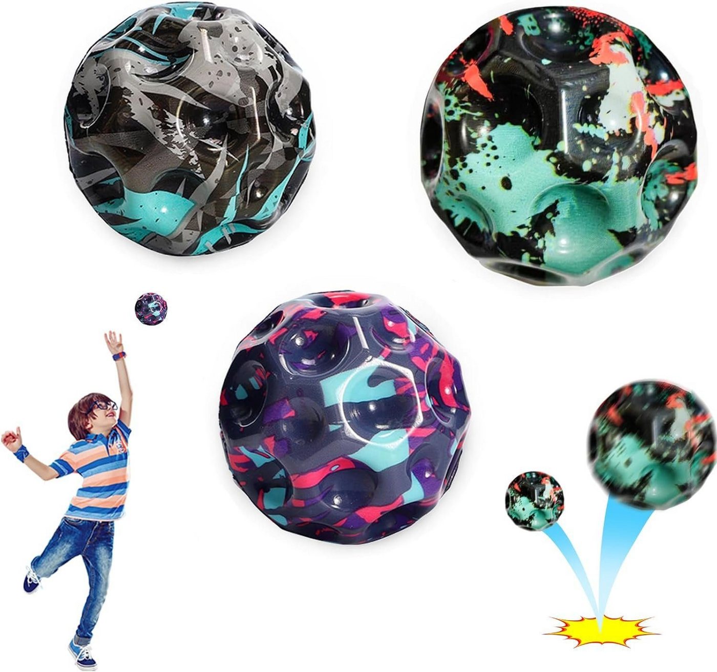 Fivejoy Spielball Bouncy Ball porösen Ball Eltern-Kind-Interaktion Stressabbau Spielzeug, 6-teiliges Set mit hüpfenden Bällen, Mondbällen von Fivejoy