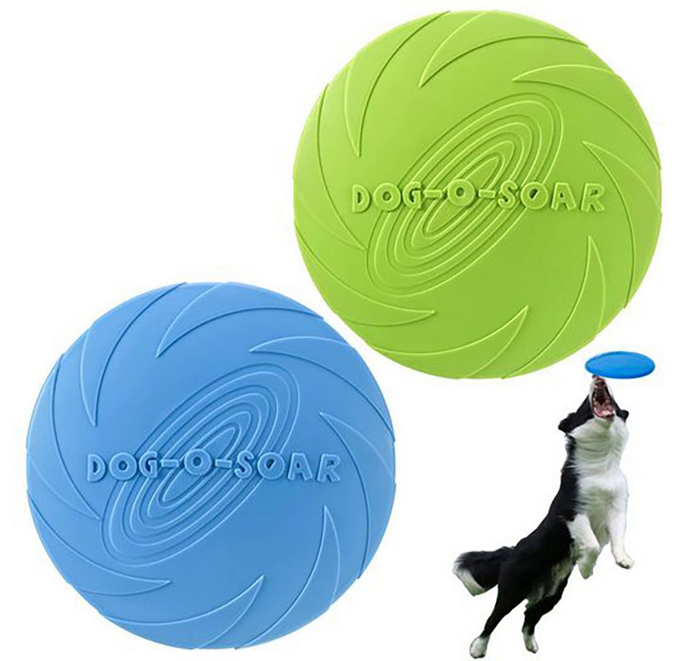 Fivejoy Tier-Intelligenzspielzeug 2er-Pack Frisbee-Spielzeug, interaktiver Hund aus weichem Gummi, Haustierspielzeug für kleine und große Hunde, 7,25 Zoll, Blau und Grün (2-tlg) von Fivejoy