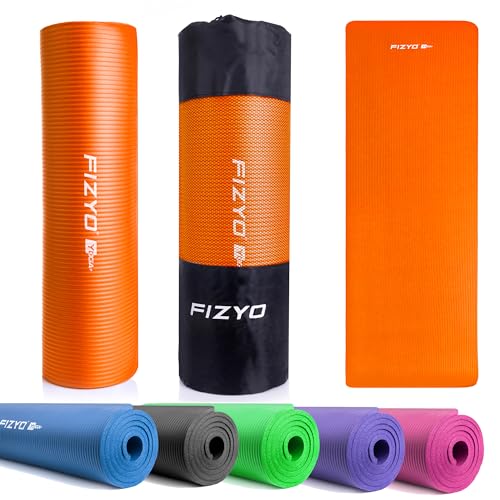 FIZYO Yogamatte Gymnastikmatte Fitnessmatte Trainingsmatte Turnmatte | für Yoga, Training, Erholung und Entspannung | NBR-Foam, Synthetischer Kautschuk | 183 x 61 x 1 cm (Orange) von Fizyo