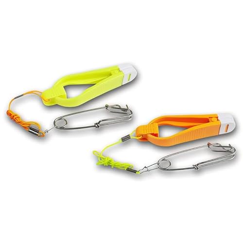 Fladen Downrigger Stacker Release Clip, die Blisterverpackung enthält 2 Release Clips, 1x in Gelb und 1x in Orange, in S oder L verfügbar (6cm) von Fladen