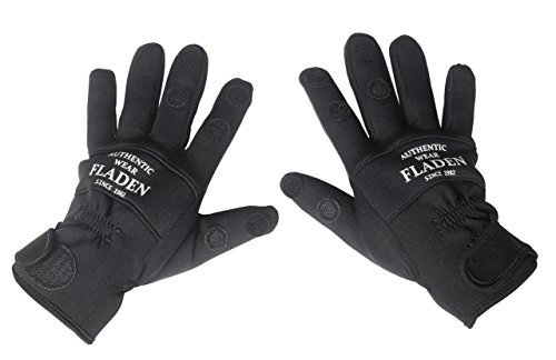 Fladen Herren Neopren-Handschuhe mit gespaltenen Fingern, schwarz , L von Fladen